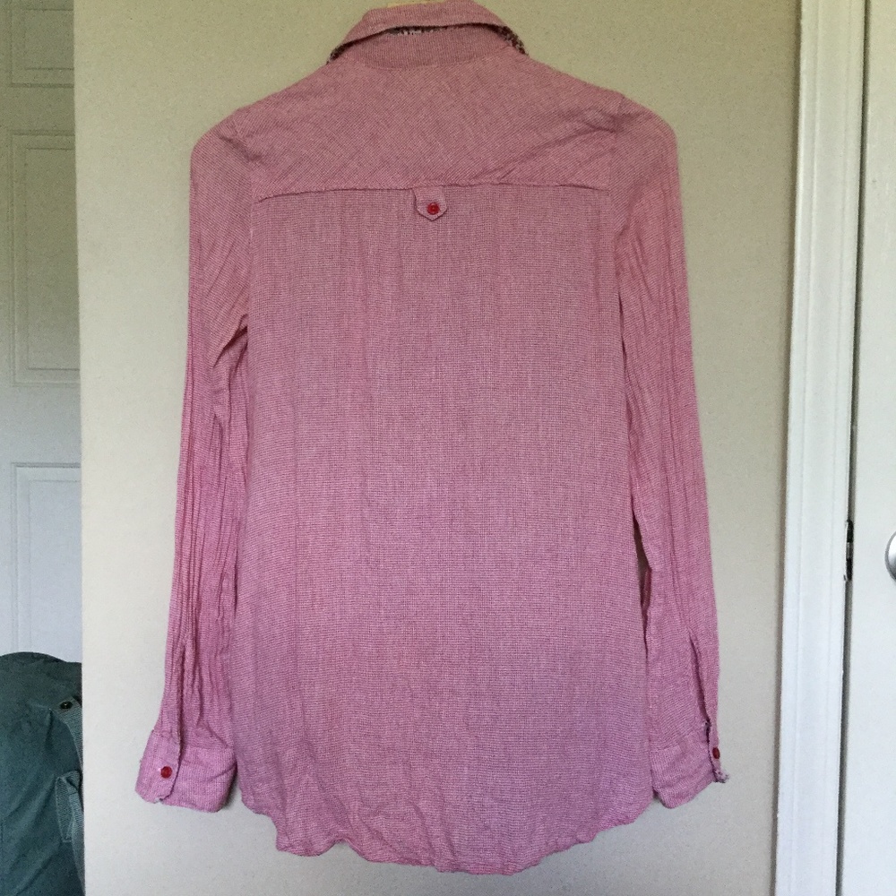 Zara Longsleeve Button-down Red Tunic With Pockets - Picture 9 of 15